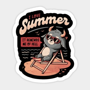 I Love Summer Hell - Cute Evil Creepy Baphomet Gift Sticker